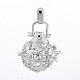 Hollow Round with Butterfly Brass Cage Pendants KK-L057-05-NR-1