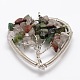 Tree of Life Natural Indian Agate Bead Brass Wire Wrapped Heart Big Pendants KK-L136-04F-NR-1