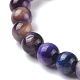 Bracelet extensible de perles rondes en œil de tigre de galaxie naturelle de 6.5 mm pour femme BJEW-JB07292-3