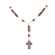 Collana rosario rotondo in legno naturale NJEW-JN04248-5
