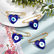4Pcs 4 Color Lampwork Heart Evil Eye Charms Safety Pin Brooch JEWB-AB00004-5