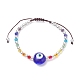 Evil Eye Lampwork & Glass Braided Bead Bracelet BJEW-JB09413-3