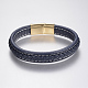 Braided Leather Cord Bracelets BJEW-H561-08G-1