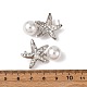 Серьги-гвоздики в форме морской звезды с микропаве из латуни и прозрачными кубическими цирконами EJEW-H165-03B-P-5
