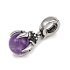 Подвеска в виде когтя дракона из хирургической нержавеющей стали 316 и круглого натурального аметиста STAS-Z165-01AS-03-2