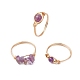 3 шт. 3 стиля перстней с натуральным розовым кварцем RJEW-JR00745-7