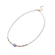 Ожерелья из полимерной глины сглаза и стеклянных зерен для женщин NJEW-JN03948-1