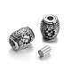 Retro Carve 304 Stainless Steel Rhinestone Barrel Magnetic Clasps STAS-E108-01AS-1