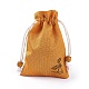 黄麻布製梱包袋ポーチ  巾着袋  木製のビーズで  ミックスカラー  14.6~14.8x10.2~10.3cm ABAG-L006-B-4