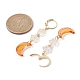 Moon & Star Glass Dangle Leverback Earrings with 304 Stainless Steel Pins EJEW-JE05605-04-3