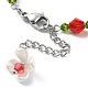 Bracelet à breloques fleurs en verre BJEW-JB09435-04-4