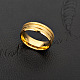 316l外科用ステンレス鋼ワイドバンドフィンガー指輪  テクスチャ  サイズ8  ゴールドカラー  18.2mm RJEW-T005-8-05-2