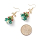 Glass Christmas Tree with Bowknot Dangle Earrings EJEW-TA00104-4