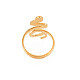 Chapado en iones (ip) 304 anillo de puño abierto de serpiente de acero inoxidable para mujer RJEW-S405-160G-2