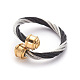 304 ensemble de bijoux avec bracelet joncs et bagues en acier inoxydable SJEW-L137-04-4