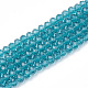 Faceted Dark Cyan Transparent Glass Rondelle Bead Strands X-GLAA-R029-4mm-15A-1