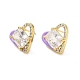 Clear Cubic Zirconia Heart Stud Earrings with Enamel EJEW-C027-04G-2