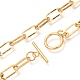 Unisex Vacuum Plating 304 Stainless Steel Paperclip Chain Necklaces NJEW-H215-02G-2