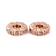 Brass Micro Pave Clear Cubic Zirconia Beads ZIRC-P091-04A-RG-RS-1