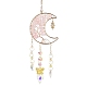 Luna con decorazioni pendenti con scaglie di quarzo rosa naturale albero della vita AJEW-Q143-06-2