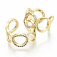 Brass Micro Pave Clear Cubic Zirconia Cuff Rings RJEW-S045-036G-NR-2
