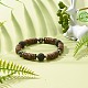 Natural Coconut Rondelle Beads Stretch Bracelet for Men Women BJEW-JB06771-01-2