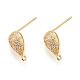Brass Micro Pave Cubic Zirconia Stud Earring Findings ZIRC-G146-02G-RS-1