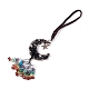Natural Black Agate Moon with Mixed Gemstone Chips Tassel Pendant Decorations G-L524-07R-A01-2