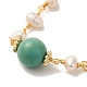 Bracelets à maillons ronds turquoise synthétique avec perle naturelle BJEW-C051-14G-2