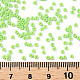 11/0グレードのベーキングペイントガラスシードビーズ  ラウンド  緑黄  2.3x1.5mm  穴：1mm  約5300個/50g X-SEED-N001-A-1023-3
