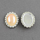 Shining Flatback Oval Brass ABS Plastic Imitation Pearl Cabochons RB-S020-08-A05-1