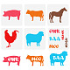 Fingerinspire 6 pz stencil per animali da fattoria da 5.9x5.9 pollici scavato maiale mucca cavallo gallo pecora stencil per pittura con parole DIY-WH0394-0011-1