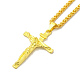 Collar colgante de cruz de crucifijo de aleación con cadenas de trigo NJEW-K245-002G-1