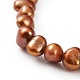 Braccialetti elasticizzati con perle d'acqua dolce coltivate naturali tinte BJEW-JB05892-3