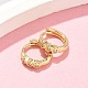 Серьги-кольца из латуни с микропаве и прозрачным кубическим цирконием в форме сердца EJEW-Z102-29G-2
