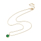 Collier pendentif rond plat strass vert fougère NJEW-G074-16G-3