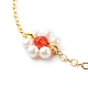 Perles de coquillage et perles acryliques bracelets à maillons de fleurs X1-BJEW-TA00003-01-4