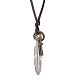 Регулируемые ретро сплав цинка подвеска и кожаный шнур Lariat ожерелья для мужчин NJEW-BB15987-B-10