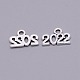 合金チャーム  ペンダントの飾り  記念日のお土産  数2022  アンティークシルバー  9x14x1.5mm  穴：1.8mm HJEW-WH0017-19-1