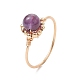 Natural Mixed Gemstone Round Beads Finger Ring RJEW-JR00602-3