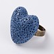 Регулируемые кольца в форме сердца из лавового камня RJEW-I005-04-2