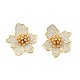 Серьги-гвоздики в форме цветка из латуни с прозрачным кубическим цирконием EJEW-C147-02G-4