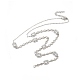 クリアキュービックジルコニアレクタングルラリアットネックレス  女性のためのラックメッキ真鍮ジュエリー  カドミウムフリー＆鉛フリー  プラチナ  16.93インチ（43cm） NJEW-E074-05P-2