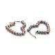 Ion Plating(IP) Rainbow Color Heart 304 Stainless Steel Hoop Earrings for Women STAS-A057-19MC-2