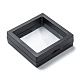 正方形の透明なpe薄膜サスペンションジュエリーディスプレイスタンド  ポリエステルリボン＆紙外箱付き  リングネックレスブレスレットイヤリング収納用  ブラック  7x7x2cm CON-D009-03B-06-3