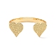Bracelet manchette ouvert double coeur en laiton pour femme BJEW-P280-01G-2