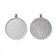 Alliage plat rond style tibétain supports cabochons grand pendentif TIBEP-Q049-09AS-RS-2
