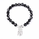 Natural Black Agate Beads Charm Bracelets BJEW-O162-D01-1