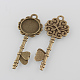 Tibetan Style Antique Bronze Alloy Key Pendant Cabochon Settings X-TIBEP-M022-03AB-NF-2
