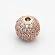 CZ Brass Micro Pave Grade AAA Clear Color Cubic Zirconia Round Beads KK-O065-10mm-05-NR-2